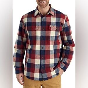 Carhartt Hubbard Plaid Button Up Flannel Shirt Medium heavyweight red navy soft